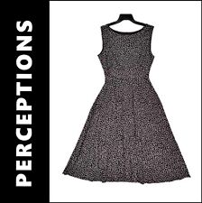 Perceptions Brown Long Dress Size 14 Women Sleeveless Fit & Flare Polka