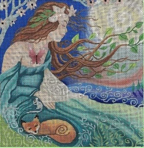 Needlepoint Handpainted Brenda Stofft Habondia 8x8 - Picture 1 of 1