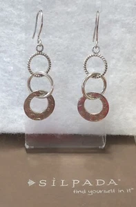 SILPADA 925 Sterling Silver Oxidized Triple Threat Dangle Earrings W1616 - Picture 1 of 5