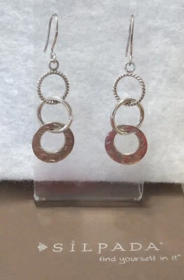 SILPADA 925 Sterling Silver Oxidized Triple Threat Dangle Earrings W1616 - Image 1 of 4