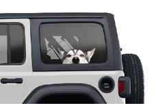 Siberian Husky in the Car Window Cute Dog Decal Vinyl 3D graphics Funny Sticker