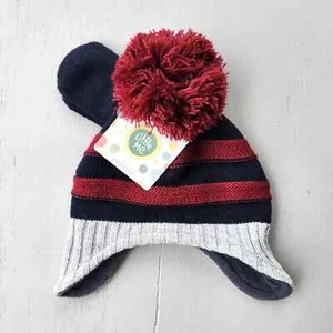 Little Me Baby Striped Trapper Hat and Mittens Set Size 3-9 Month - Picture 1 of 2