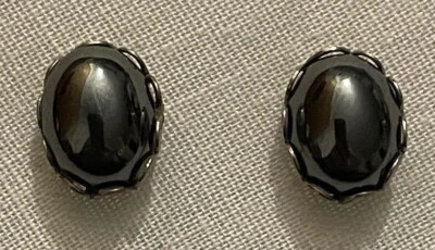 PENDIENTES CABUJÓN HEMATITA - Ajuste plateado Foto 1 de 4