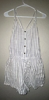 Mameluco antiguo azul marino a rayas con cordón delantero XS (C19) Foto 1 de 2