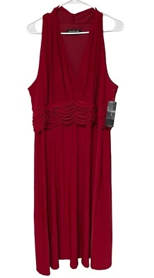 NWT Jones New York Dress Womens 22W Deep Red Knit Stretch Midi Holiday Evening - Image 1 of 4