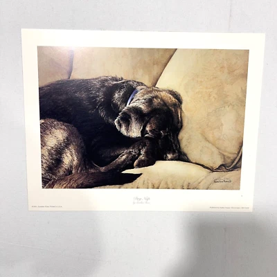 Dog Nap by Sueellen Ross Dog Art Print SIGNED 2001 15 x 11.5 - Image 1 of 4