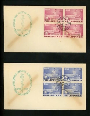 Juego de 2 Historia Postal Filipinas Sc #603-604 FDC Salud Médica 1953 Manila Foto 1 de 2