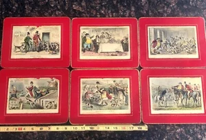 VINTAGE Set 7 tovagliette sottobicchieri in sughero rosso brufolo Inghilterra - Foto 1 di 4