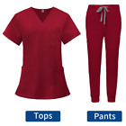 Scrubs Uniform Suit Short Sleeve V-Neck Tops+Jogger Pants Set Nursing Uniform Wo