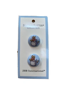 (2) 3/4" 1989 JHB BEATRIX POTTER MRS RIBBY CAT BUTTONS NOC HTF - Picture 1 of 2