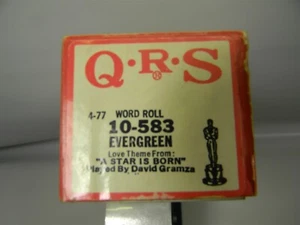 Evergreen , Theme From " A Star Is Born " QRS Player Piano Word Roll 10-583 -10F - Imagen 1 de 3