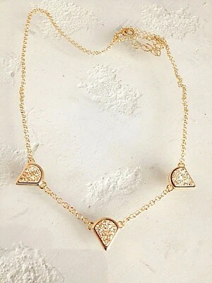 COLLAR Diseñador MARCIA MORAN Placa Oro 18K Circonita cúbica Oro Druzy Colgante  Foto 1 de 3