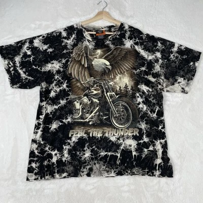 Camisa Rock Eagle Hombres 2XL XXL Negra Tie Dye AOP Eagle Feel Thunder Motocicleta De Colección Foto 1 de 4