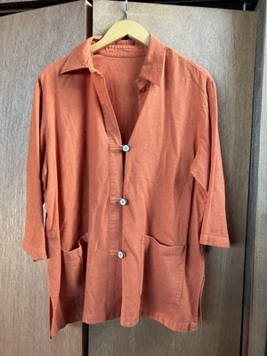 Túnica Chaqueta Naranja Lagenlook (Talla M - Cuadros Medidas) Artística Boho Festival  Foto 1 de 4