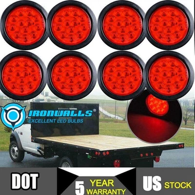 8PCS 4" INCH LED Trailer Truck Tail Lights Stop Brake Parking Lamp Truck Pickup — 第 1/4 张图片
