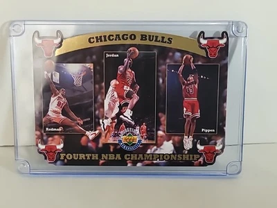 Upper Deck 1996 Chicago Bulls 4th NBA Chapionship Jordan Pippen Rodman Authentic - Image 1 of 4