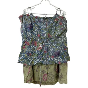 Gramicci Womens Sz XL Floral Babydoll Tank Top & Matching Tiered Skirt Boho - Picture 1 of 12