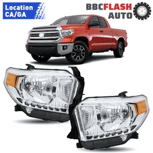 2Pcs Halogen Headlights Set For 2014-2021 Toyota Tundra Left & Right W/O LED DRL - Picture 1 of 6