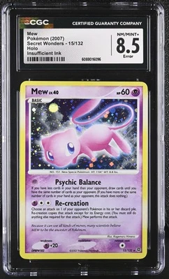 CGC 8.5 Holo Bleed Mew 2007 Secret Wonders 15/132 Holo Pokemon Card - Image 1 of 2