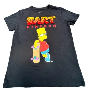 Bart Simpson The Simpsons Graphic Print Patch Pullover T-shirt Youth Sz 14/16 - Picture 1 of 5