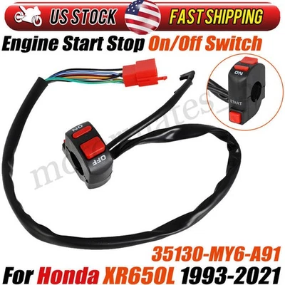 Start Stop On / Off Switch 35130-MY6-A91 For 1993-2021 Honda XR650 L Kill Switch Foto 1 de 4