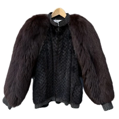 Rare Vintage J. Mendel Paris France Mink Fox Fur Luxury Studded Zip Coat Jacket - Image 1 of 4