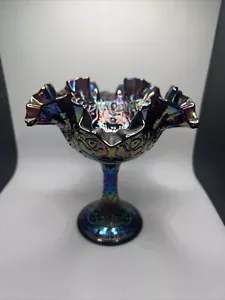 Antique Fenton Persian Medallion Amethyst Iridescent Candy Dish - Picture 1 of 10