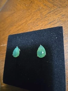 Rare Natural 925 Faceted Chrysoprase Earrings #93 - Picture 1 of 5