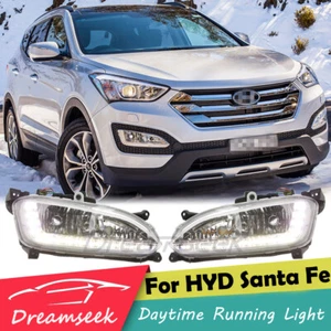 Pair LED DRL Daytime Running Light For Hyundai IX45 Santa Fe 2013 2014 Fog Lamp - Picture 1 of 9