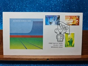 Cubierta del primer día 🙂 1984 (3 sellos) Juegos Olímpicos 1984 🙂 BRISBANE QLD - Imagen 1 de 2