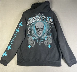 Vintage Y2K Sinister Full Zip Hooded Sweatshirt Hoodie MMA Elite Affliction XL - Picture 1 of 11