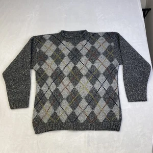 Structure Le Collezioni Roll Neck Sweater Men's XL Gray Argyle Wool Blend - Picture 1 of 11