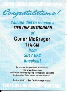 2017 Topps UFC Knockout CONOR MCGREGOR Tier One Auto - Usato Redenzione - Foto 1 di 2