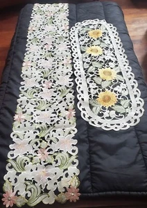 2 Lace Table Runners 70x12"! & 43x14" Formal Granny Cottage English Garden Farm - Picture 1 of 12