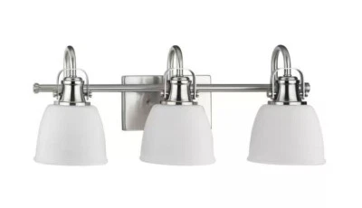 Progress Lighting Preston 22" 3-Light Brushed Nickel Vanity w/ Etched Glass - Image 1 of 4