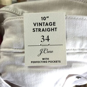 J Crew Women’s White 10” Vintage Button Fly Denim Straight Ankle Jeans Size 34 - Picture 1 of 11