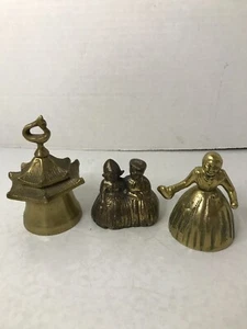 Mini Etched Brass Bells Vintage Lot Of 3 - Picture 1 of 8
