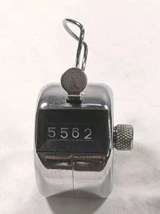 Vintage Manual Counter Clicker 0000-9999 Round Silver Tone Umpire Baseball Gear - Picture 1 of 7