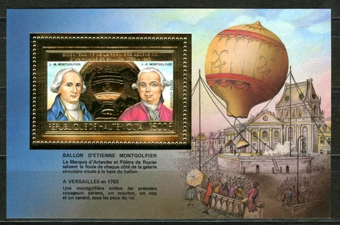 Burkina Faso Haute Volta Balloon Hot Air Gold Foil 1983 Michel Bloc 66 A Cover