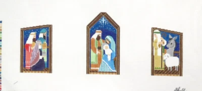 Shelley Tribbey Christmas 3 Section Nativity Handpainted Needlepoint Canvas - Image 1 of 4