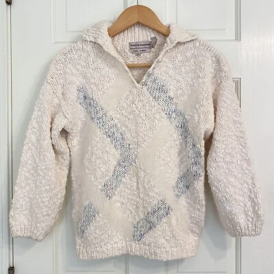 Suéter De Colección Lauren Hansen Difuso Crema Mezcla Seda Telar A Mano Cuello PSmall Foto 1 de 4