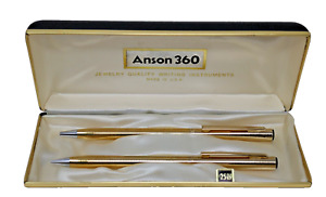 Anson 360 Jewelry Quality 18K Gold Electroplated Pen and Pencil Set NOS