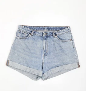 Monki Womens Blue Cotton Blend Basic Shorts Size W32 L4 Reg Pockets, Belt - Picture 1 of 10