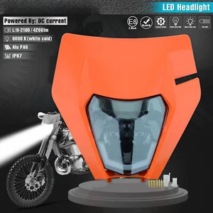 Moto LED Headlight Headlamp Head Light Supermoto Fairing For Dirt Bike Enduro - Picture 1 of 29