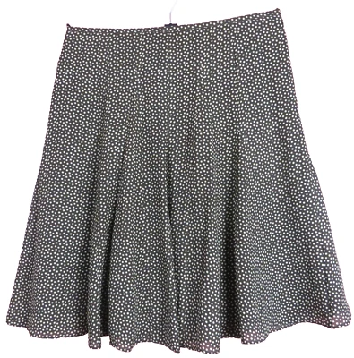 SK17748- JONES NEW YORK Mujer Falda Acampanada de Seda Micro Punto Marfil Marrón Talla 12 Foto 1 de 4