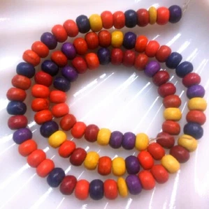 HOWLITE RONDELLE BEADS SYNTHETIC GEMSTONE 6x4mm MULTI COLOR DYED 16" STRAND - Picture 1 of 1