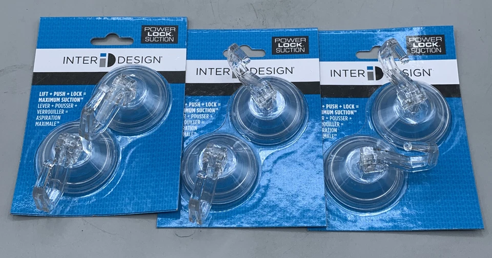 Paquete de 3 ganchos de succión InterDesign Power Lock, transparentes, 16600 Foto 1 de 3