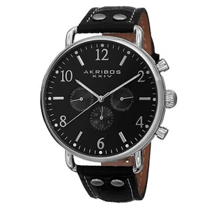 Nuevo Reloj Hombre Akribos XXIV AK752SSB Cuarzo Suizo Multifunción Cuero Negro - Imagen 1 de 4