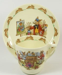 Royal Doulton Bunnykins tazza e piattino da casinò danzando rotondo l'organo a botte ~ 6b - Foto 1 di 5