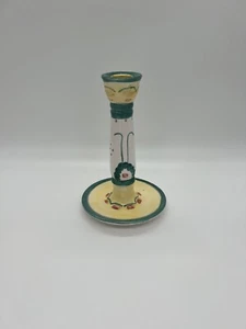 Portacandele da pranzo vintage in ceramica dipinta a mano conico verde giallo rosso - Foto 1 di 9